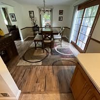 Dining room with wood-look flooring
